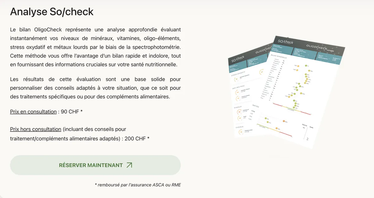 Bilan OligoCheck — analyse complète des minéraux, vitamines, oligo-éléments et stress oxydatif
